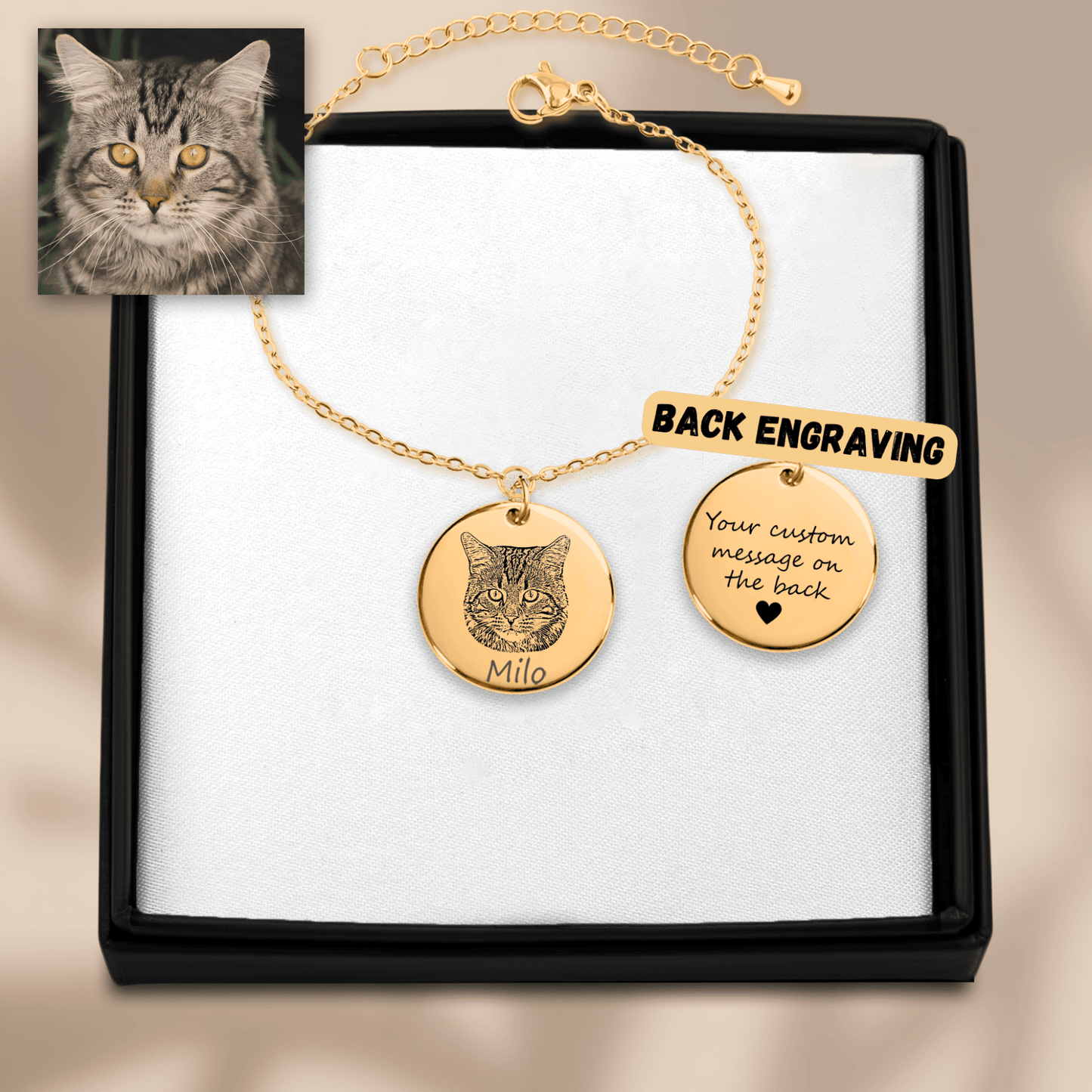 Cat Gold Portrait Bracelet