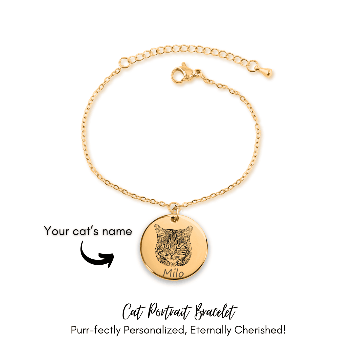 Cat Gold Portrait Bracelet