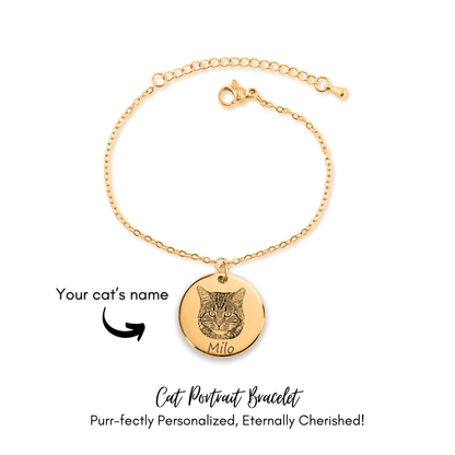 Cat Gold Portrait Bracelet